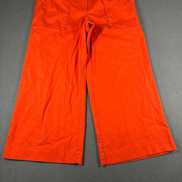Ann Taylor Factory Womens 10 Orange Wide Leg Crop Casual Dress Pants Flat Front - Picture 2 of 11